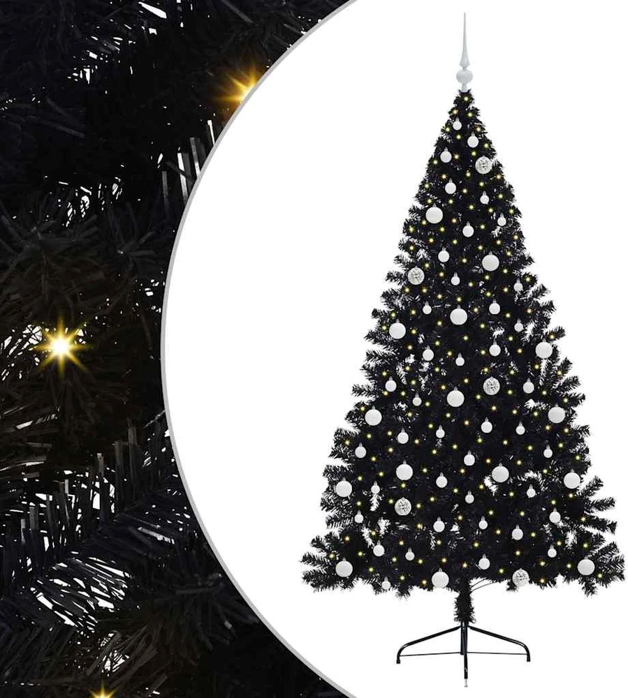 Dirbtinis prieššventinis eglutė su šviesomis Juoda 210 cm PVC
