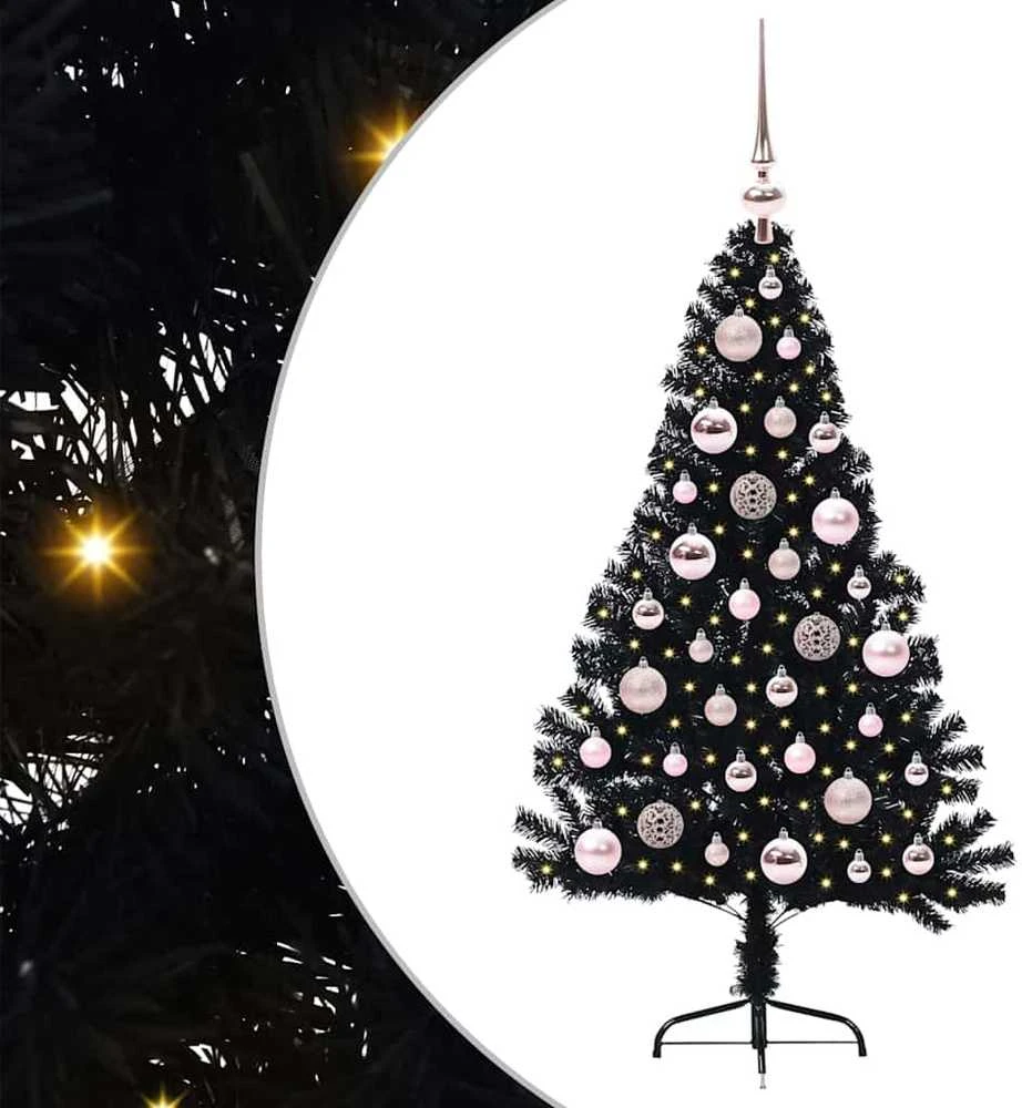 Dirbtinis prieššventinis eglutė su šviesomis Juoda 120 cm PVC