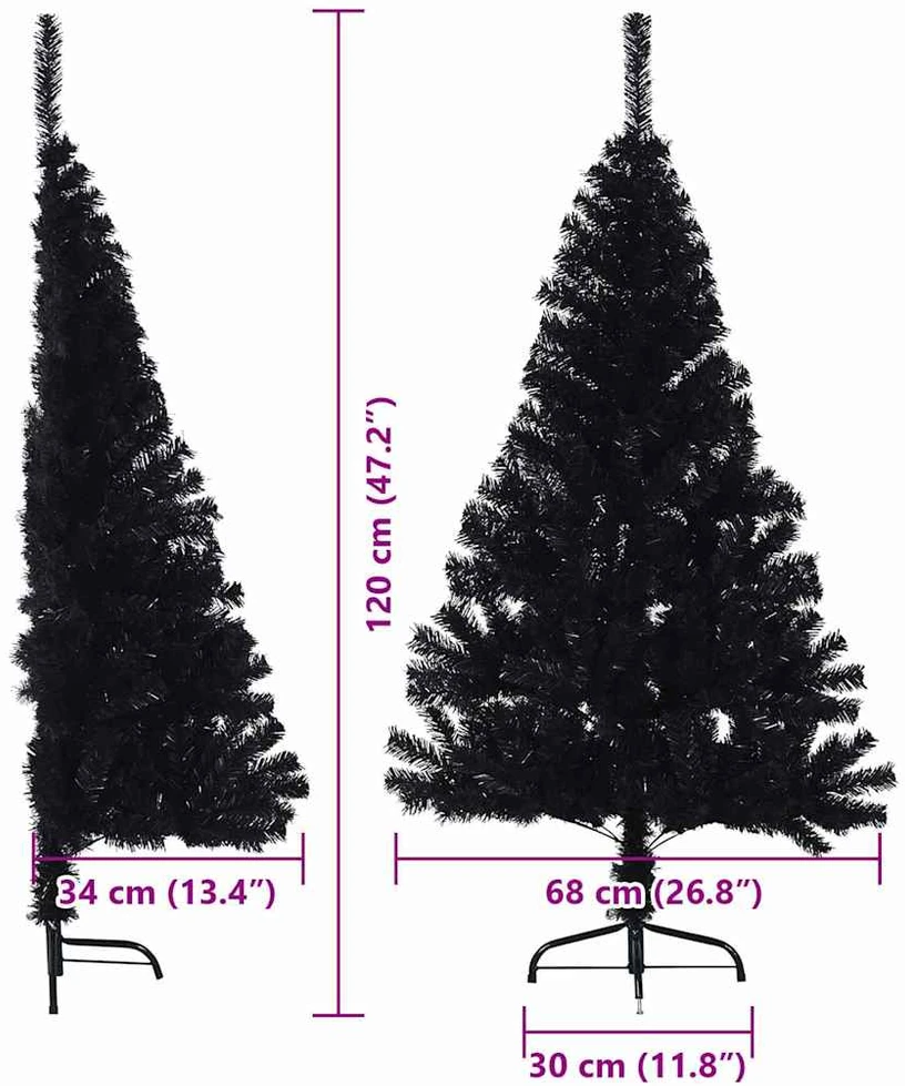 Dirbtinis prieššventinis eglutė su šviesomis Juoda 120 cm PVC