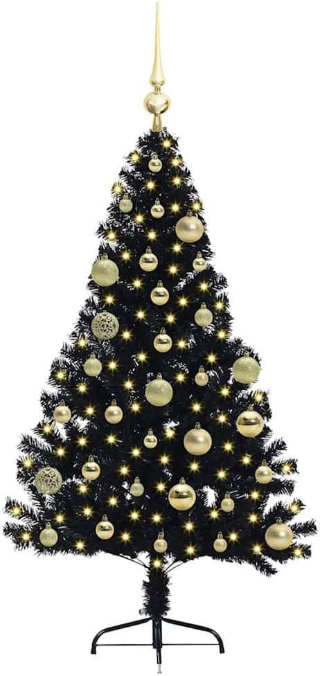 Dirbtinis prieššventinis eglutė su šviesomis Juoda 120 cm PVC