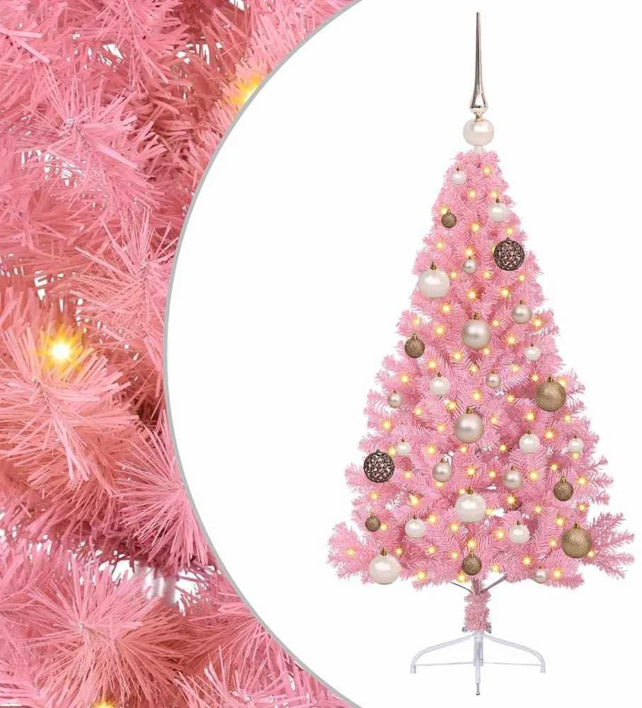 Dirbtinis prieššventinis eglutė su šviesomis Rožinė 120 cm PVC