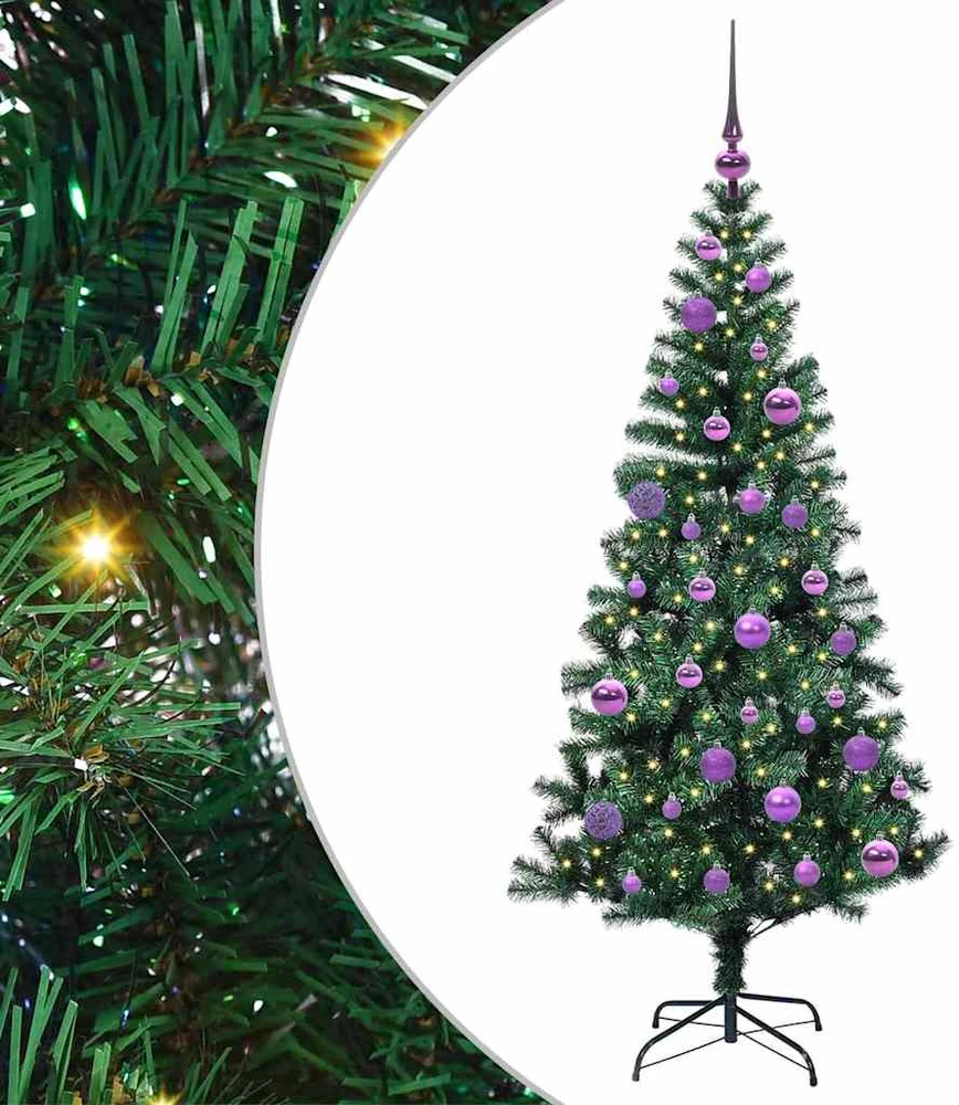 Dirbtinis prieššventinis eglutė su šviesomis Žalia 150 cm