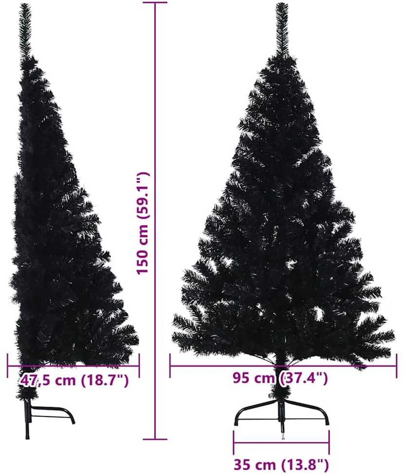 Dirbtinis prieššventinis eglutė su šviesomis Juoda 150 cm PVC