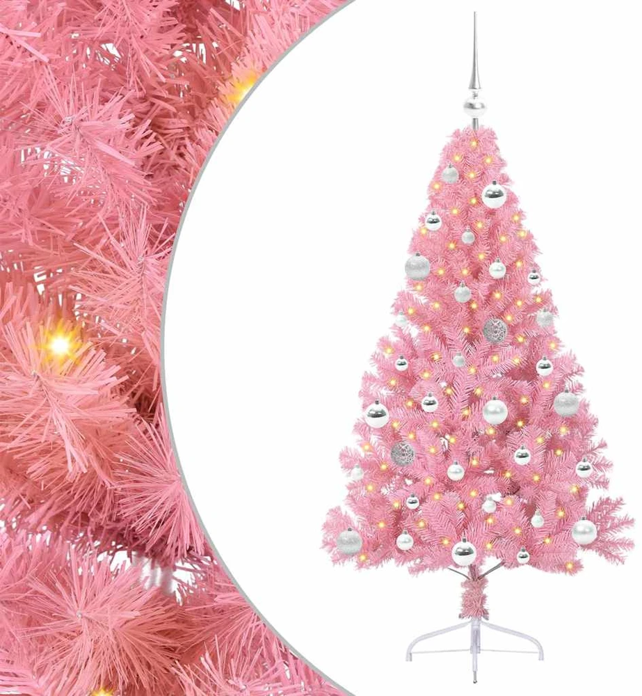 Dirbtinis prieššventinis eglutė su šviesomis Rožinė 150 cm PVC