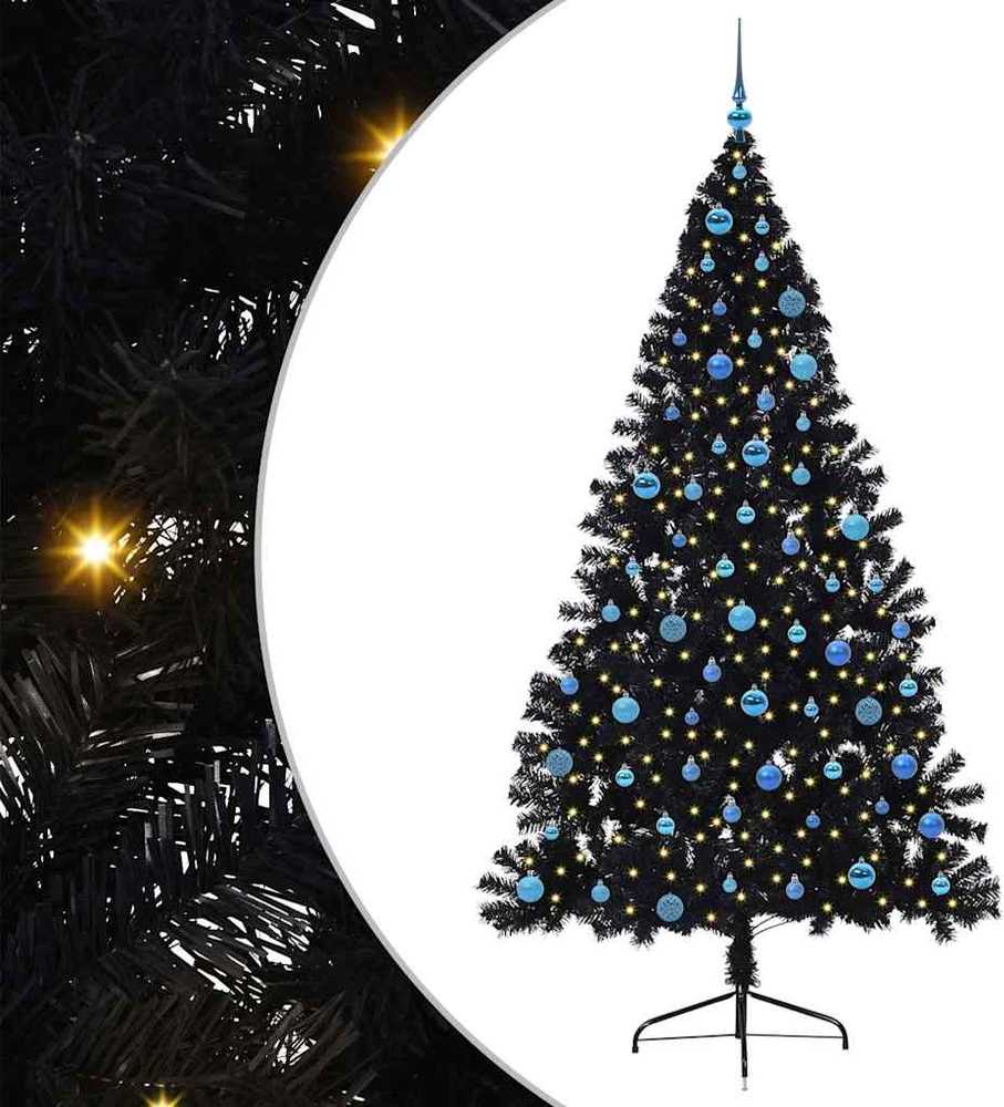 Dirbtinis prieššventinis eglutė su šviesomis Juoda 240 cm PVC