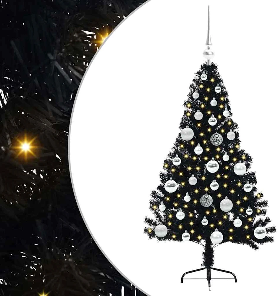 Dirbtinis prieššventinis eglutė su šviesomis Juoda 120 cm PVC