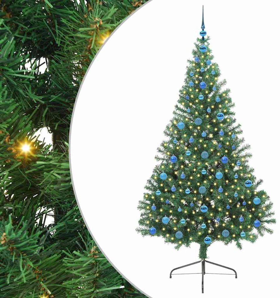 Dirbtinis prieššventinis eglutė su šviesomis Žalia 210 cm PVC