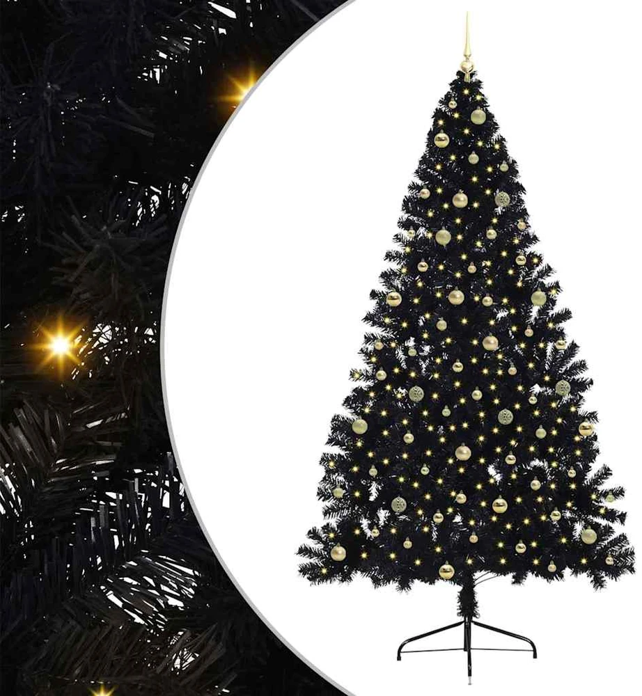 Dirbtinis prieššventinis eglutė su šviesomis Juoda 240 cm PVC
