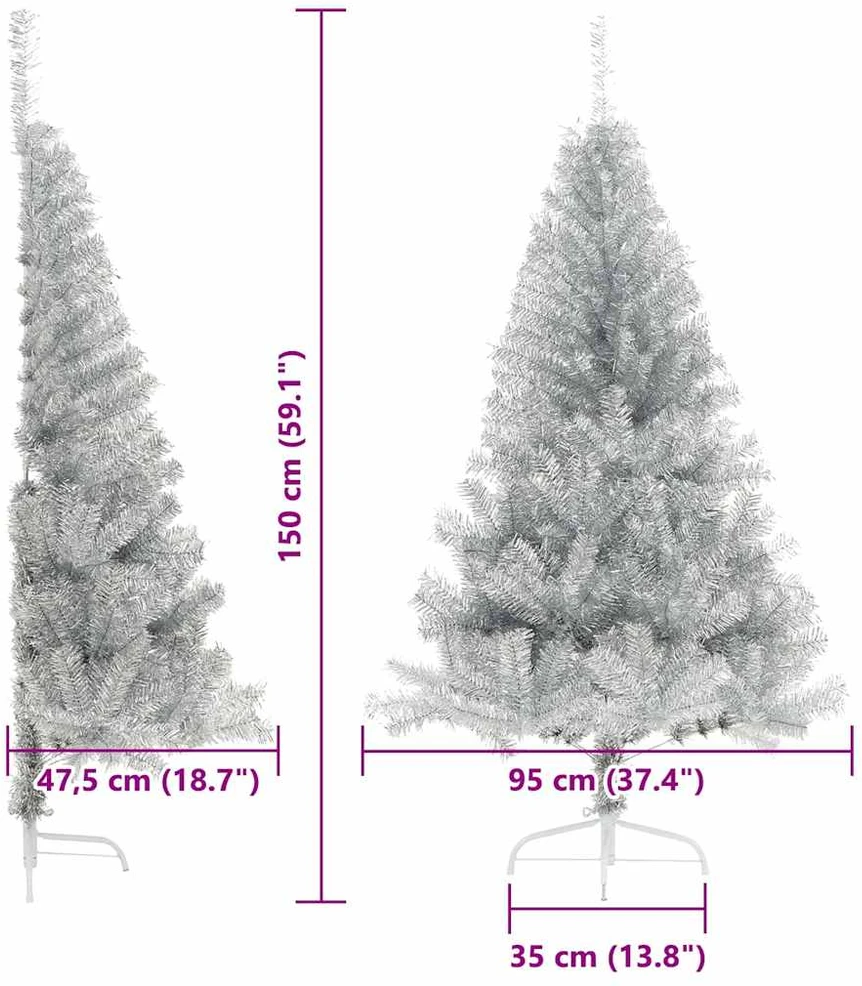 Dirbtinis prieššventinis eglutė su šviesomis Sidabro 150 cm PET