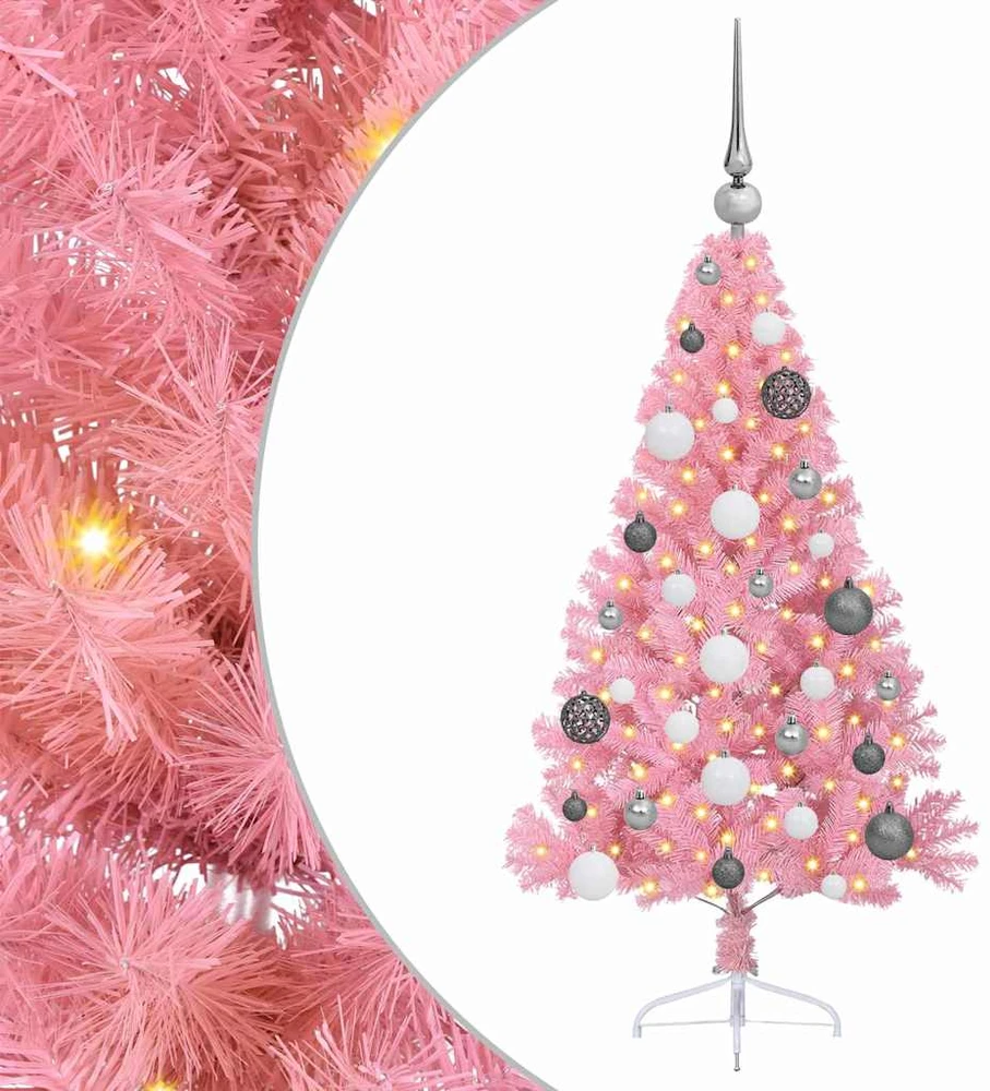 Dirbtinis prieššventinis eglutė su šviesomis Rožinė 120 cm PVC