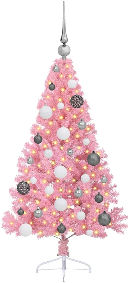 Dirbtinis prieššventinis eglutė su šviesomis Rožinė 120 cm PVC