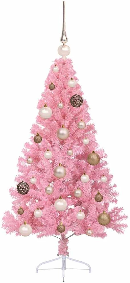Dirbtinis prieššventinis eglutė su šviesomis Rožinė 120 cm PVC