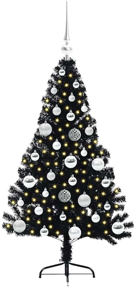 Dirbtinis prieššventinis eglutė su šviesomis Juoda 120 cm PVC