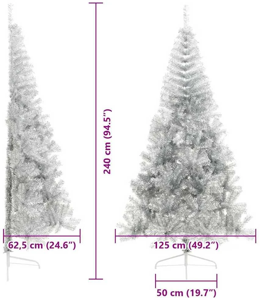 Dirbtinis prieššventinis eglutė su šviesomis Sidabro 240 cm PET