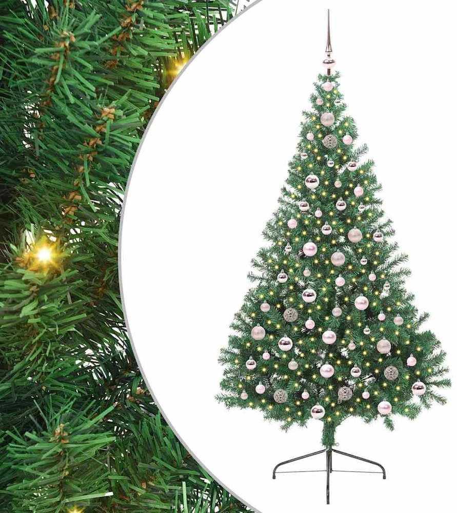 Dirbtinis prieššventinis eglutė su šviesomis Žalia 210 cm PVC