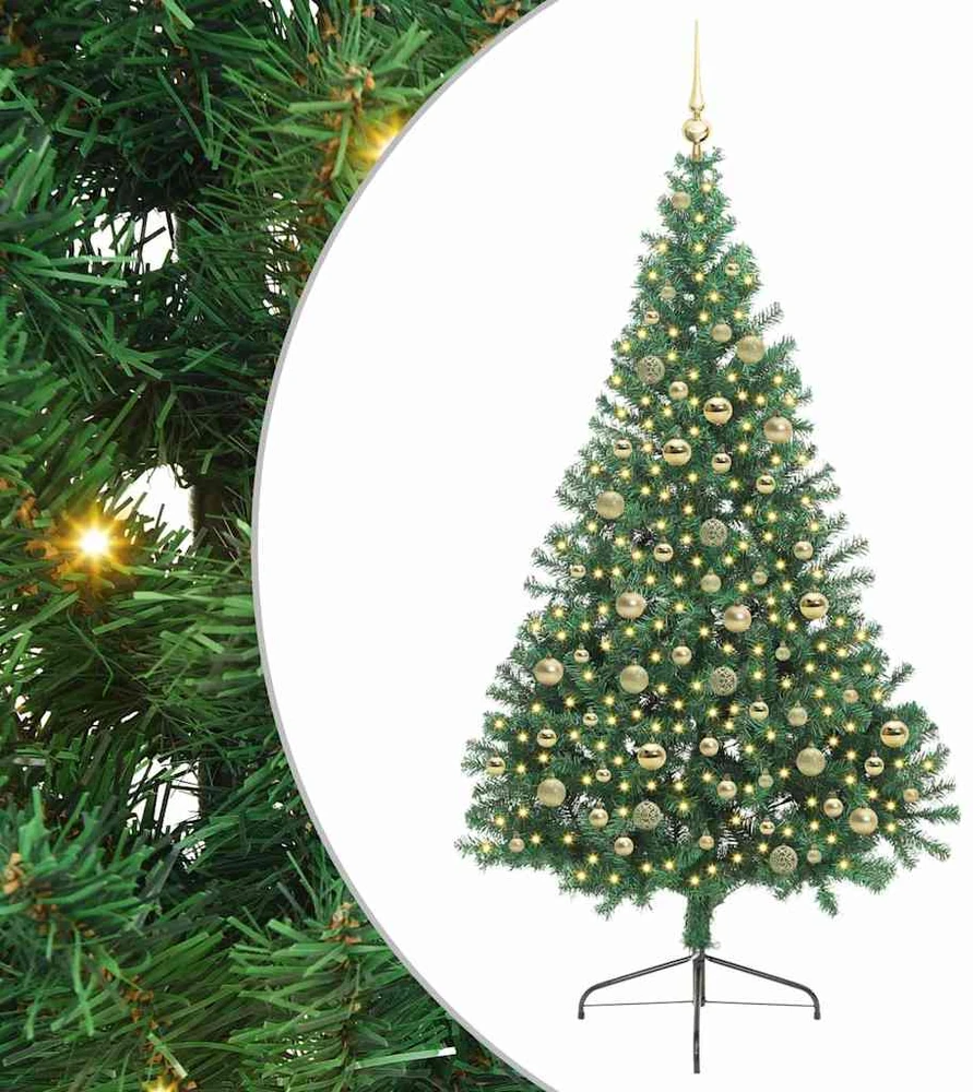 Dirbtinis prieššventinis eglutė su šviesomis Žalia 210 cm PVC