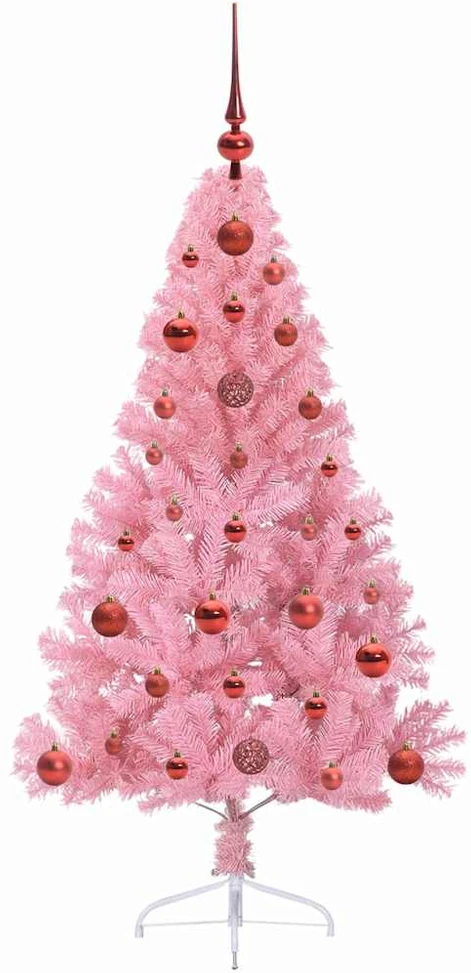 Dirbtinis prieššventinis eglutė su šviesomis Rožinė 120 cm PVC