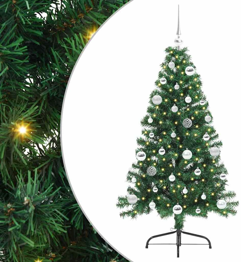 Dirbtinis prieššventinis eglutė su šviesomis Žalia 150 cm PVC