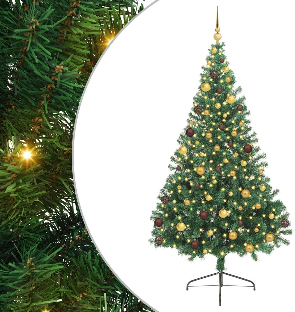 Dirbtinis prieššventinis eglutė su šviesomis Žalia 210 cm PVC