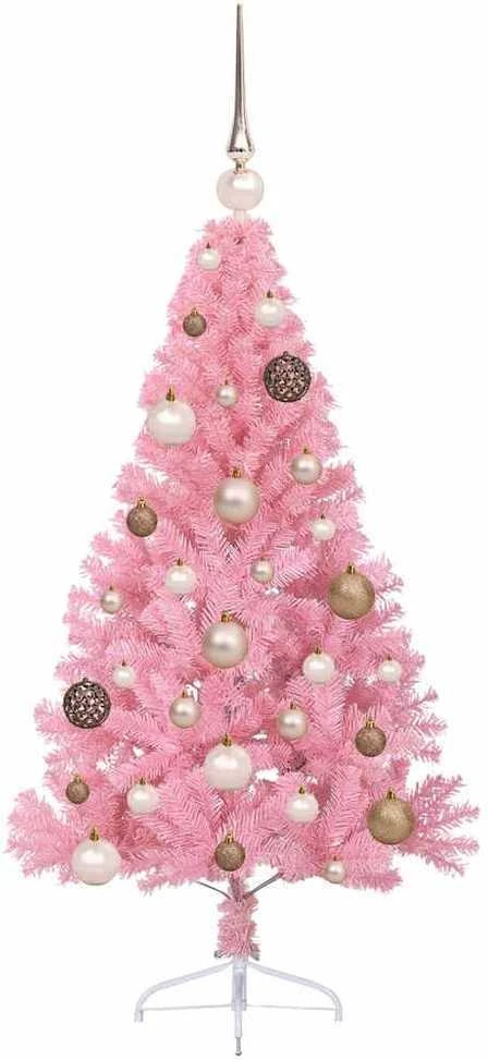 Dirbtinis prieššventinis eglutė su šviesomis Rožinė 120 cm PVC