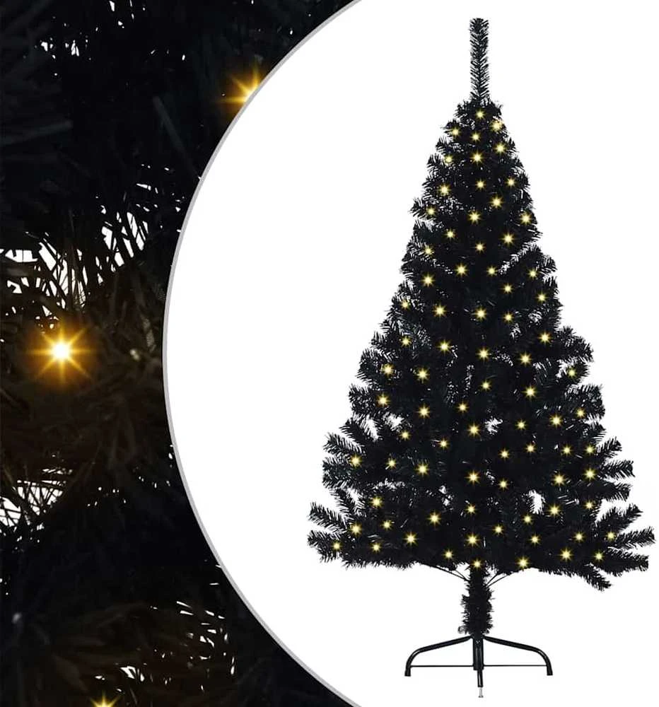 Dirbtinis prieššventinis eglutė su šviesomis Juoda 120 cm PVC