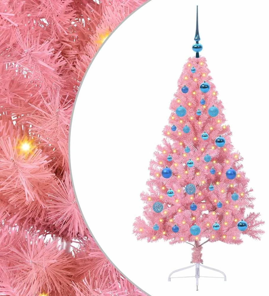 Dirbtinis prieššventinis eglutė su šviesomis Rožinė 150 cm PVC