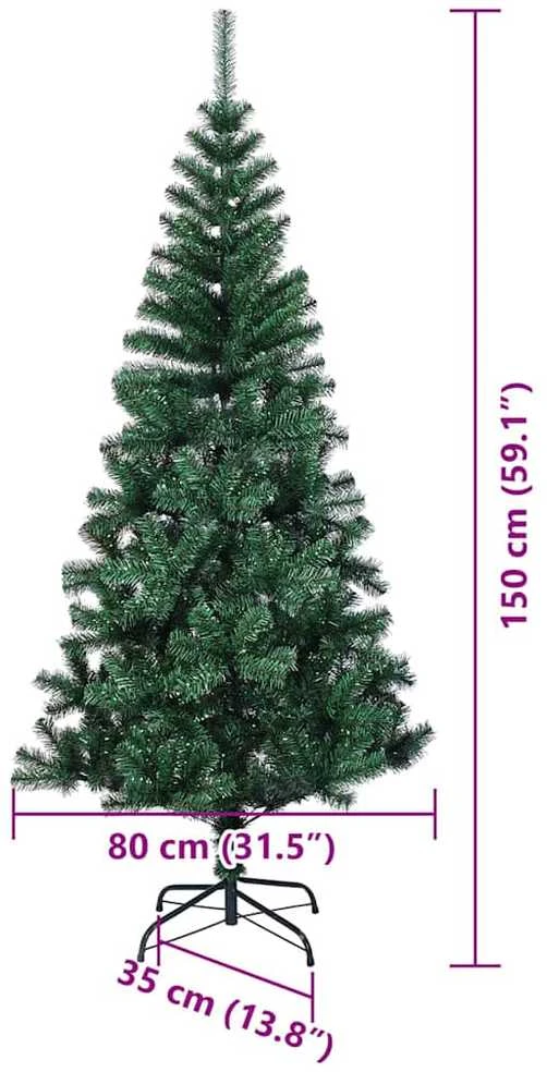 Dirbtinis prieššventinis eglutė su šviesomis Žalia 150 cm