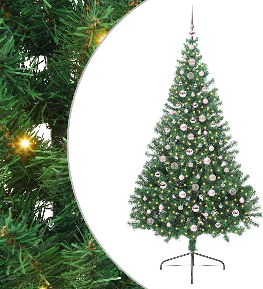 Dirbtinis prieššventinis eglutė su šviesomis Žalia 240 cm PVC