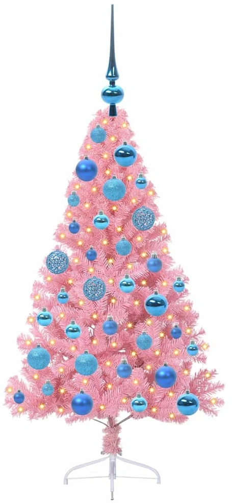 Dirbtinis prieššventinis eglutė su šviesomis Rožinė 120 cm PVC