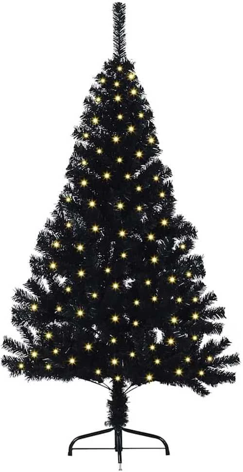Dirbtinis prieššventinis eglutė su šviesomis Juoda 150 cm PVC