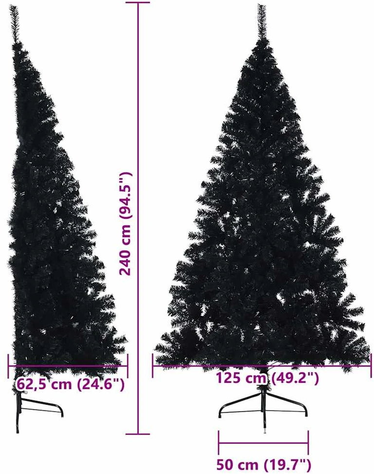 Dirbtinis prieššventinis eglutė su šviesomis Juoda 240 cm PVC