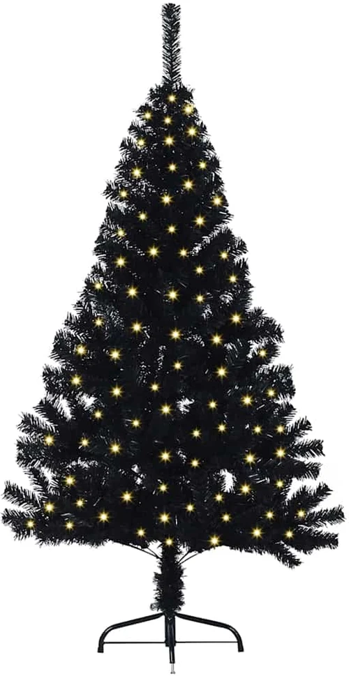 Dirbtinis prieššventinis eglutė su šviesomis Juoda 150 cm PVC