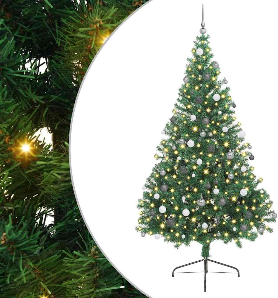 Dirbtinis prieššventinis eglutė su šviesomis Žalia 240 cm PVC