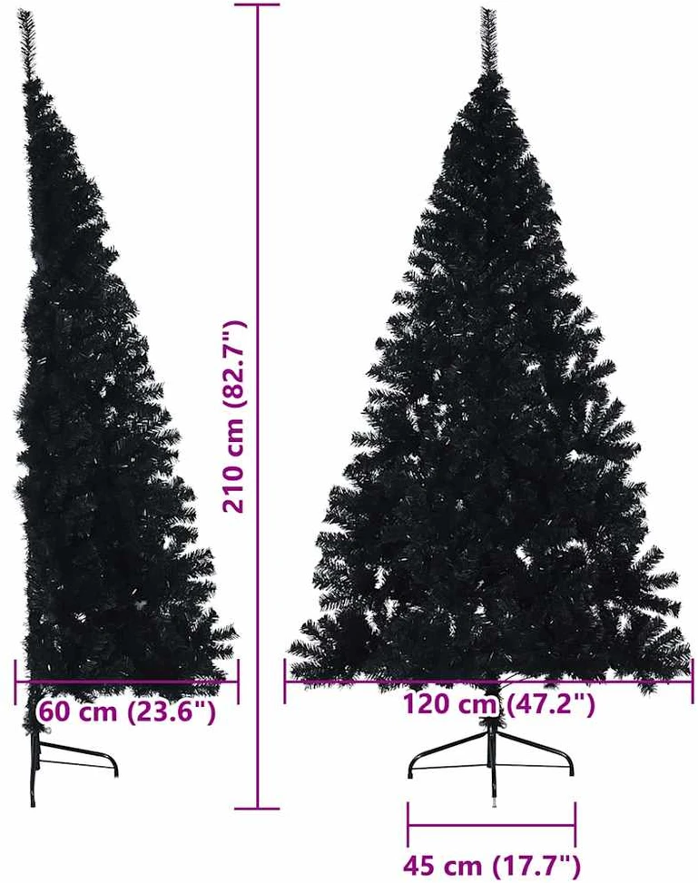 Dirbtinis prieššventinis eglutė su šviesomis Juoda 210 cm PVC