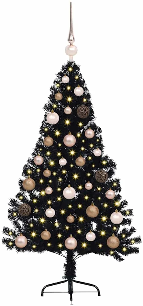 Dirbtinis prieššventinis eglutė su šviesomis Juoda 120 cm PVC