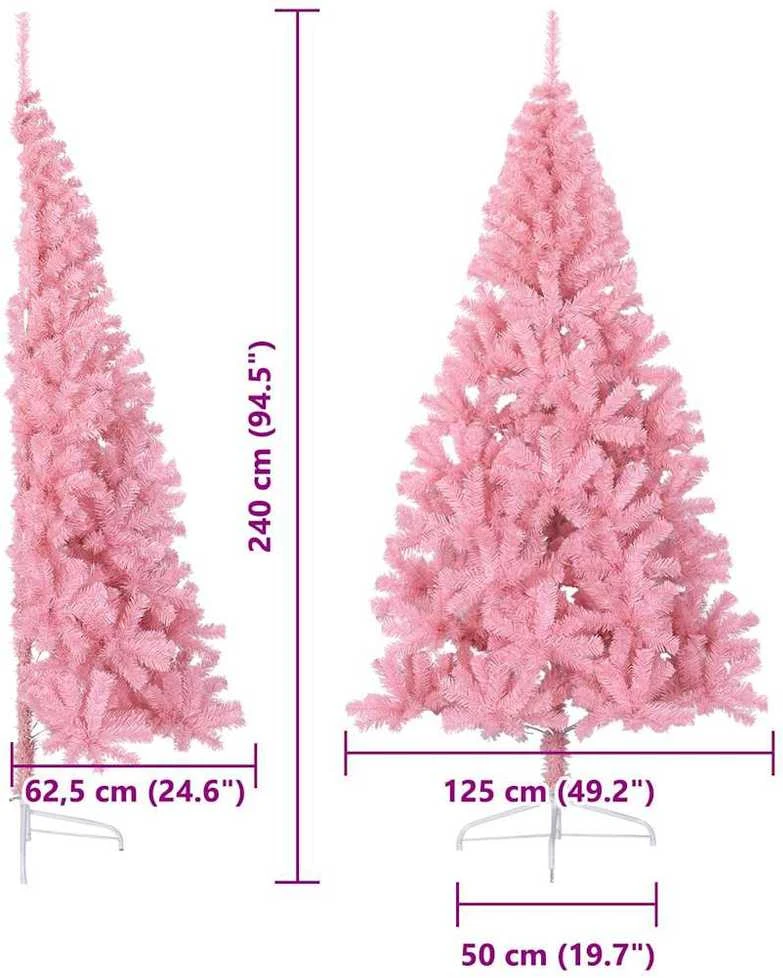 Dirbtinis prieššventinis eglutė su šviesomis Rožinė 240 cm PVC