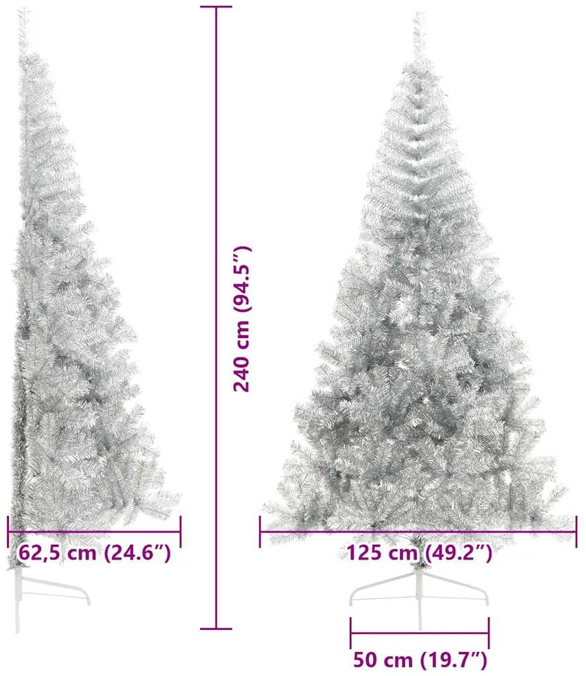 Dirbtinis prieššventinis eglutė su šviesomis Sidabro 240 cm PET
