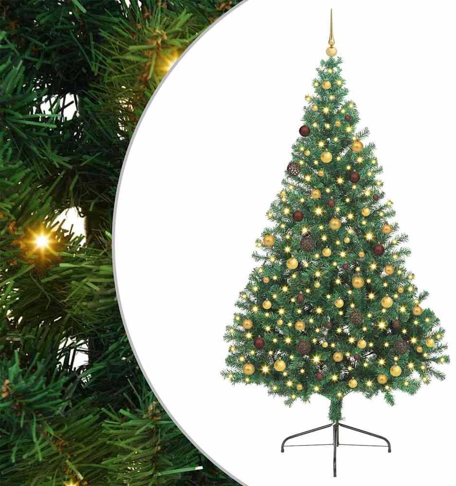 Dirbtinis prieššventinis eglutė su šviesomis Žalia 240 cm PVC