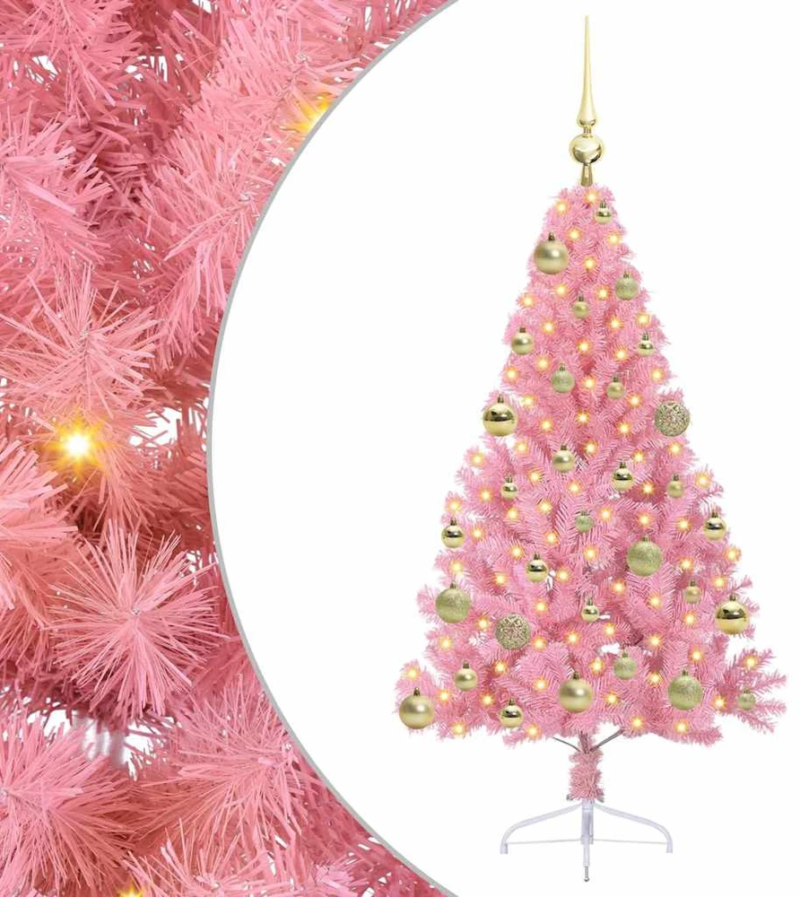 Dirbtinis prieššventinis eglutė su šviesomis Rožinė 120 cm PVC