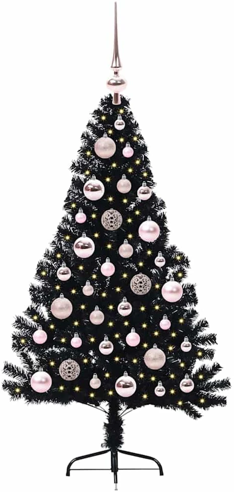 Dirbtinis prieššventinis eglutė su šviesomis Juoda 120 cm PVC