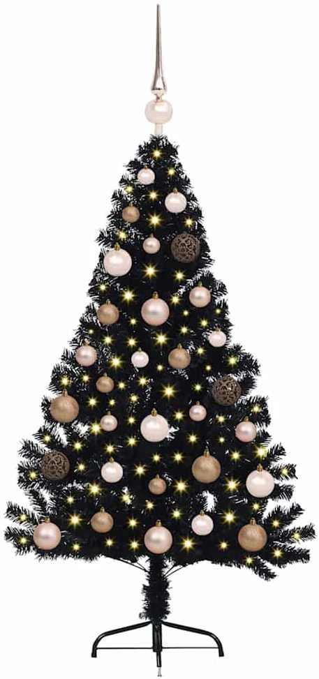 Dirbtinis prieššventinis eglutė su šviesomis Juoda 120 cm PVC