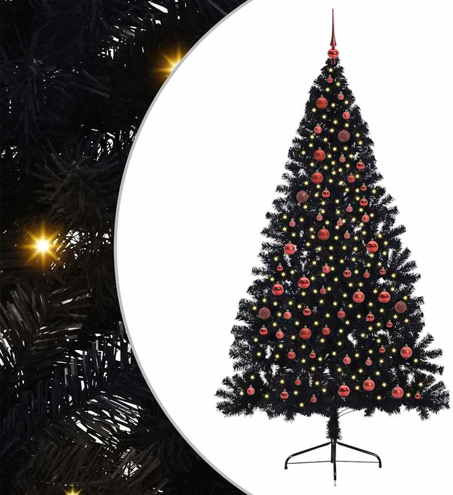 Dirbtinis prieššventinis eglutė su šviesomis Juoda 210 cm PVC