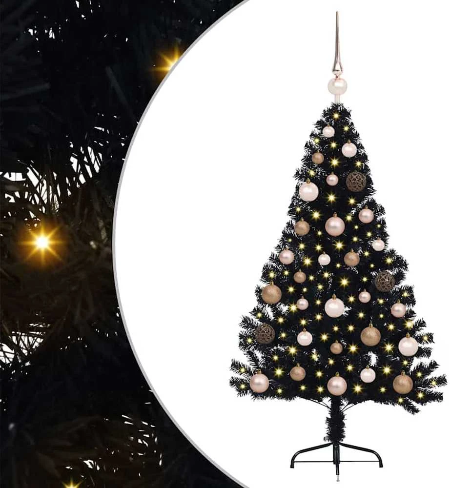 Dirbtinis prieššventinis eglutė su šviesomis Juoda 120 cm PVC