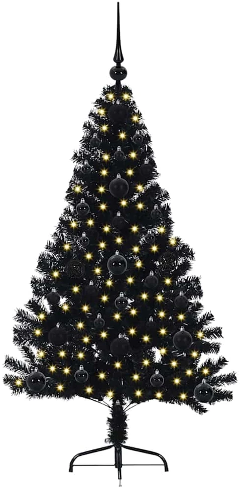 Dirbtinis prieššventinis eglutė su šviesomis Juoda 120 cm PVC