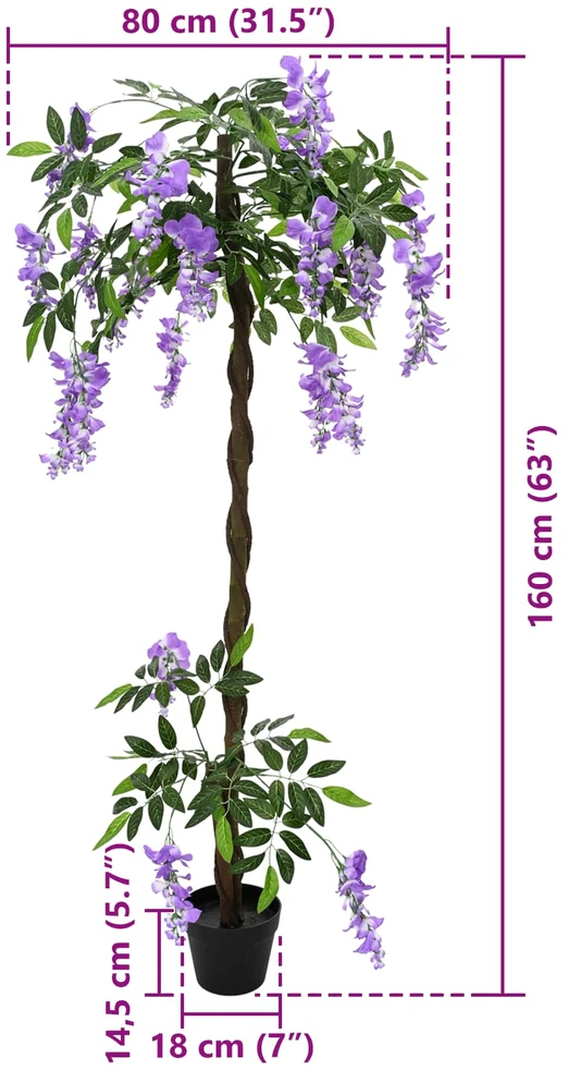 Dirbtinis Pupos Gėlių Medis Violetinė 80 x 18 x 160 cm