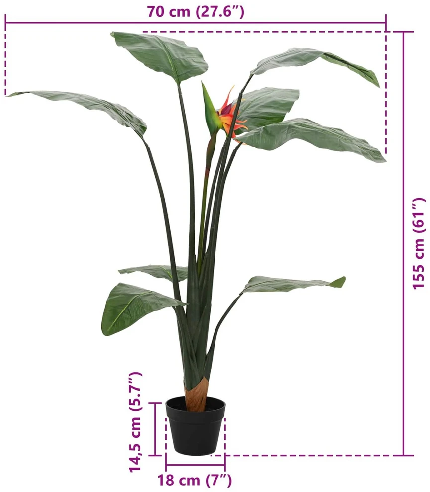 Dirbtinis Strelitzia Augalas Žalia 70 x 18 x 155 cm