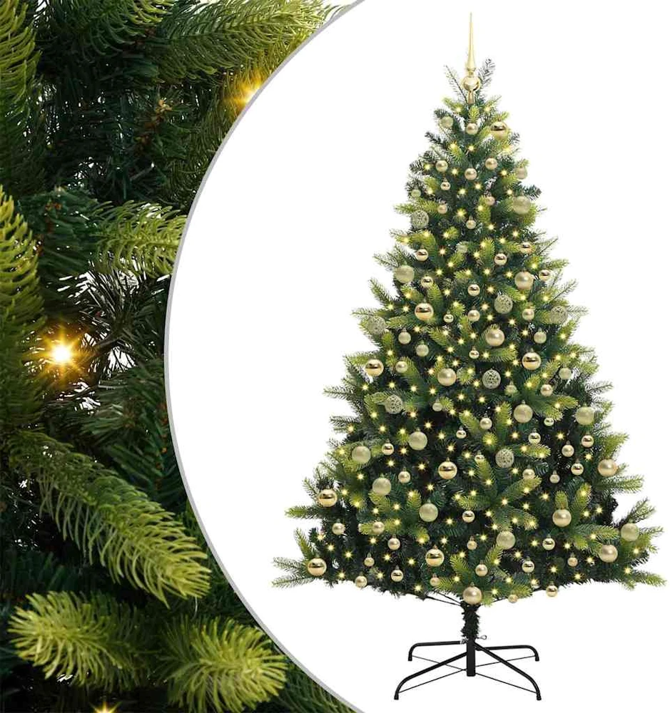 Dirbtinis sulankstomas Kalėdų medis su 300 LED Žalia 210 cm