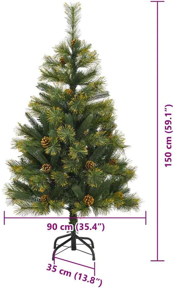 Dirbtinis sulankstomas kalėdų medis su kankorėžiais 150 cm