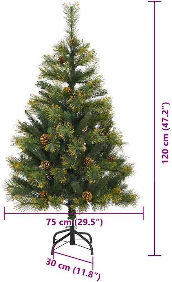 Dirbtinis sulankstomas kalėdų medis su kankorėžiais 120 cm