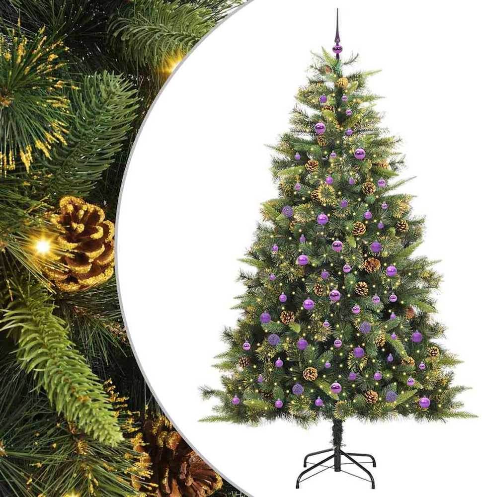 Dirbtinis sulankstomas kalėdų medis su kankorėžiais 240 cm